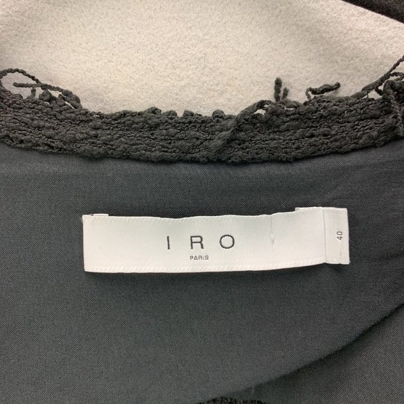 **SOLD**Iro Jacket Womens 40 US 8 Black Open Front Boucle Shavani Fringe Short - Picture 14 of 15